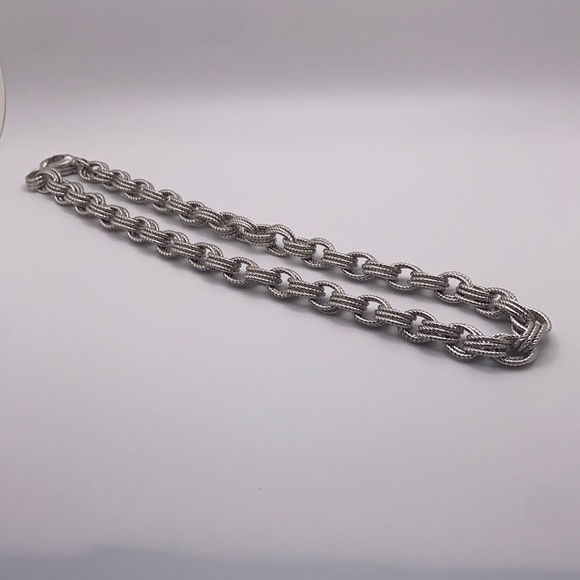 Bronze Milor Italy Silver tone Triple Link Textured Rope Chain Necklace - Picture 1 of 9